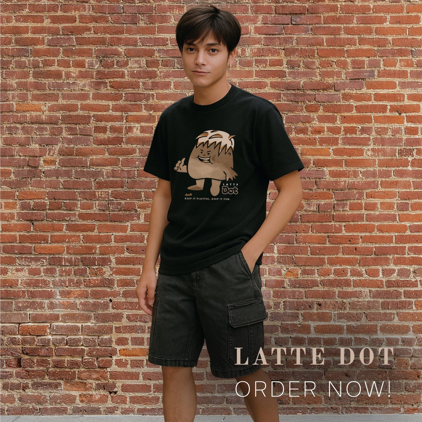 Dudli Playful Graphic Tshirts - Dot Lab Latte Dot - regular_fit oversized_fit