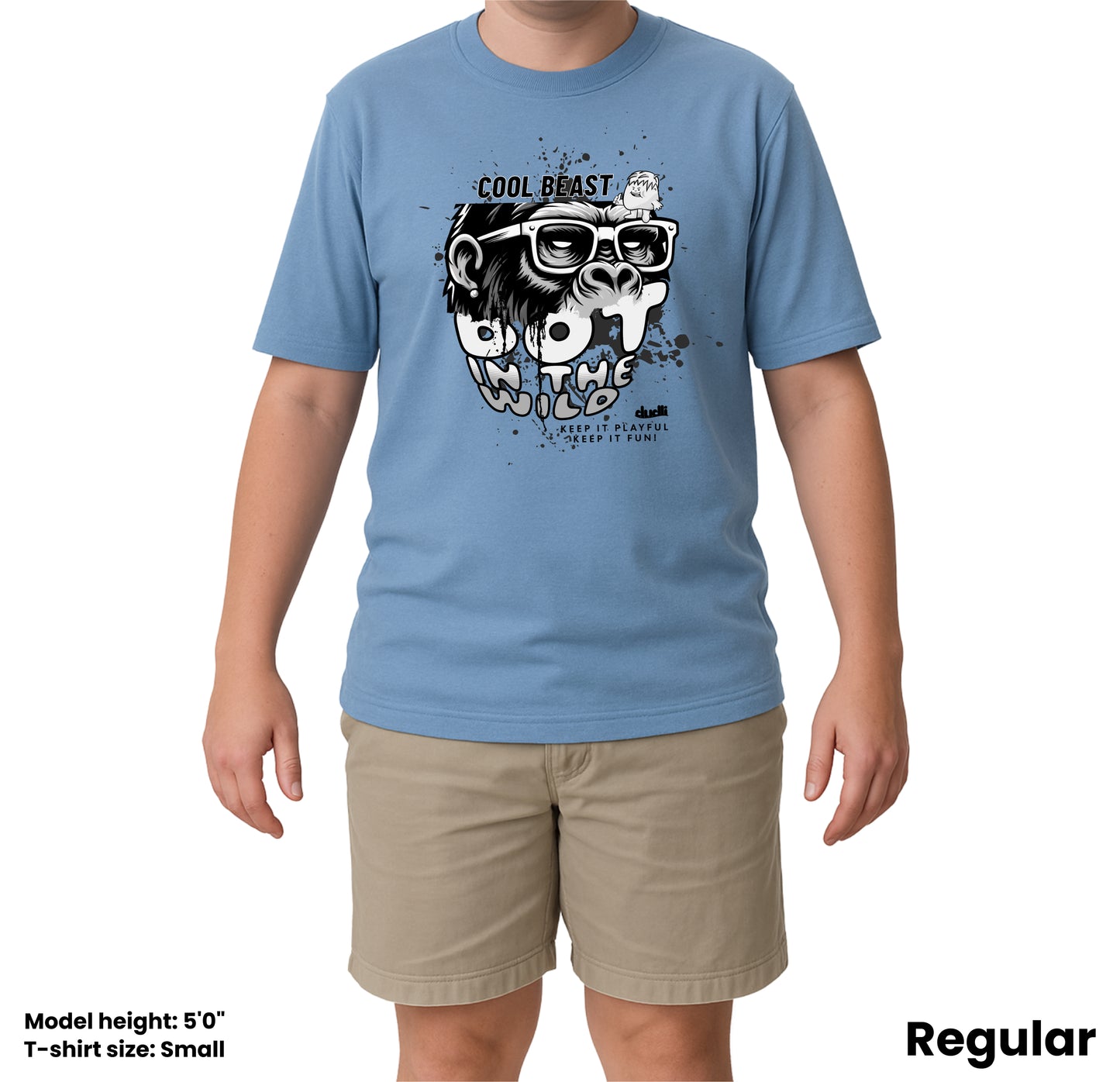 Dudli Graphic Tees Cool Beast Mono - Sky - regular_fit