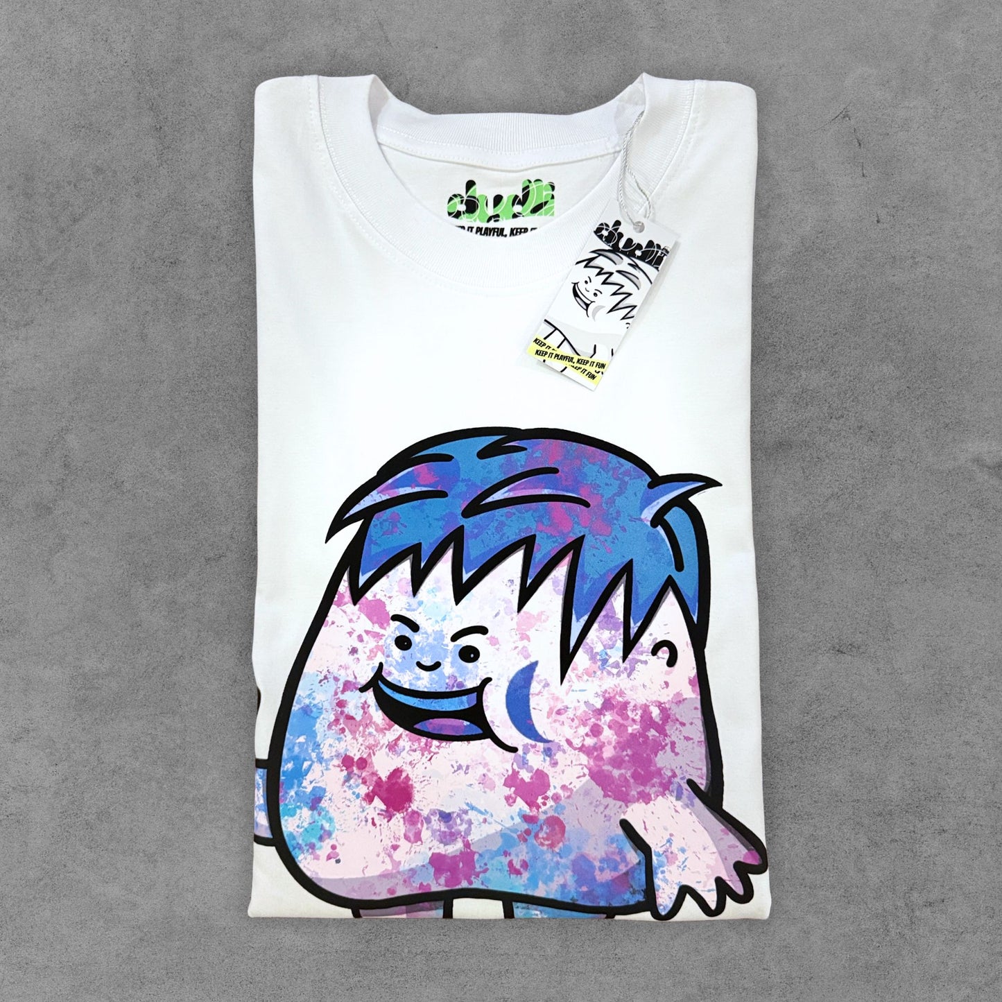 Dudli Playful Graphic Tshirts - Dot Lab Splatter Dot - White - oversized_fit
