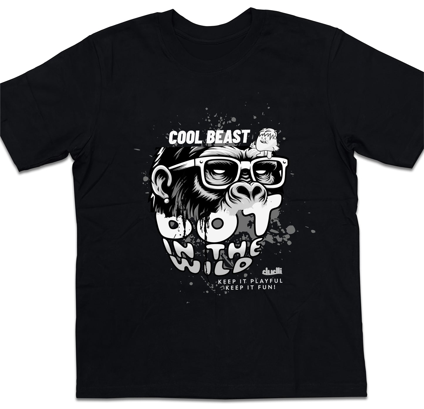 Dudli Graphic Tees Cool Beast Mono - Black - oversized_fit