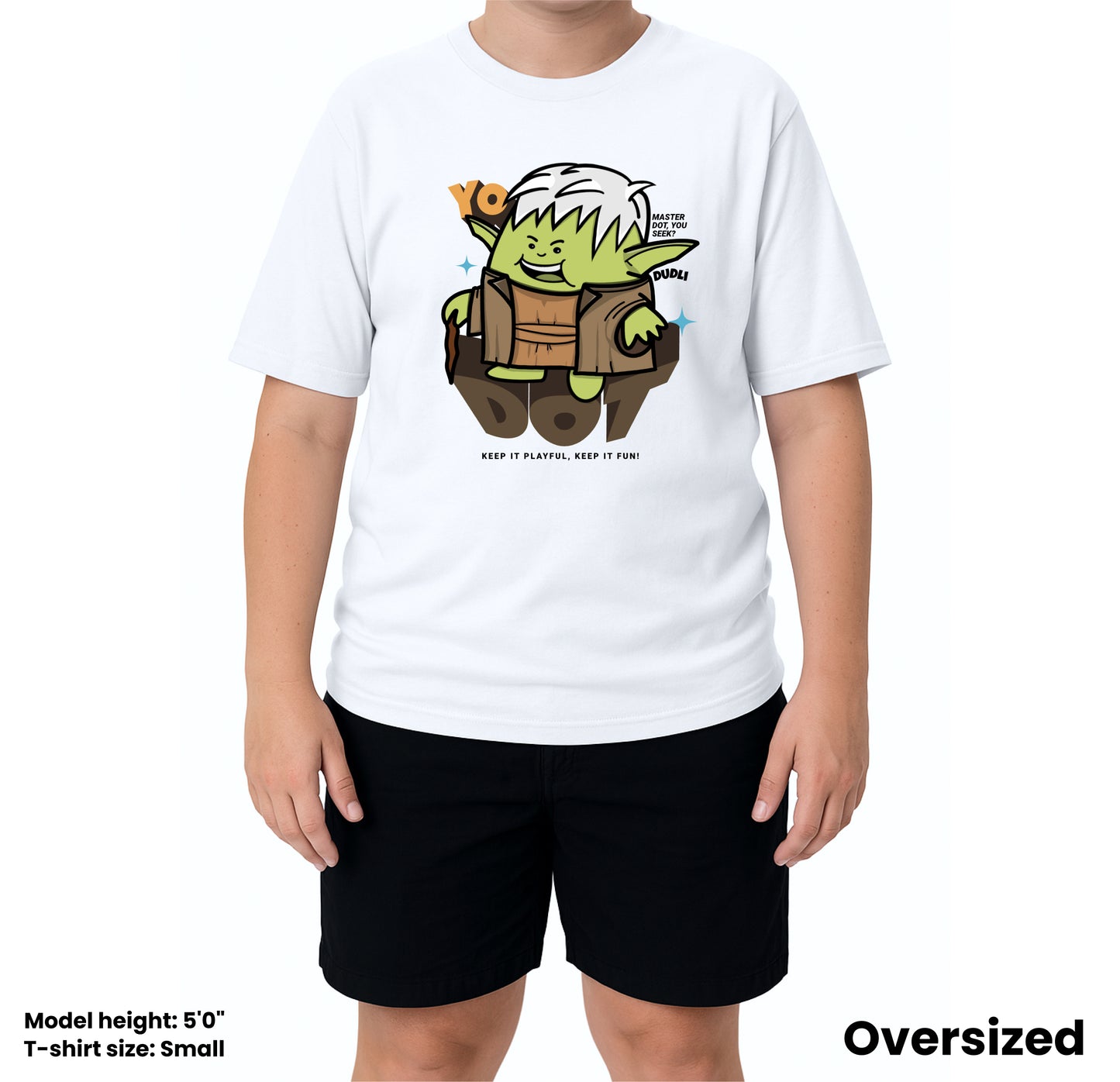Dudli Graphic Tees YoDot - White - oversized_fit