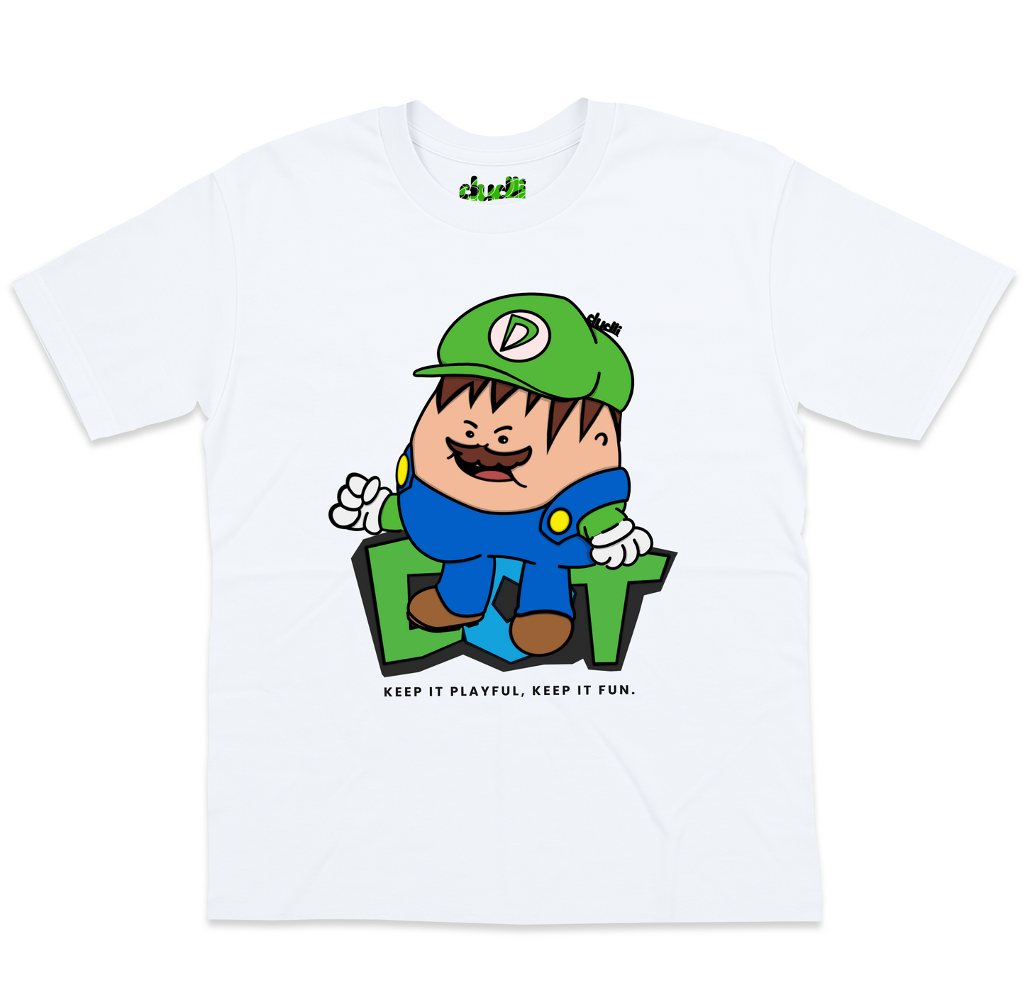 Dudli Playful Graphic T-shirts | Bro Dot (Dot Lab) - White - oversized_fit