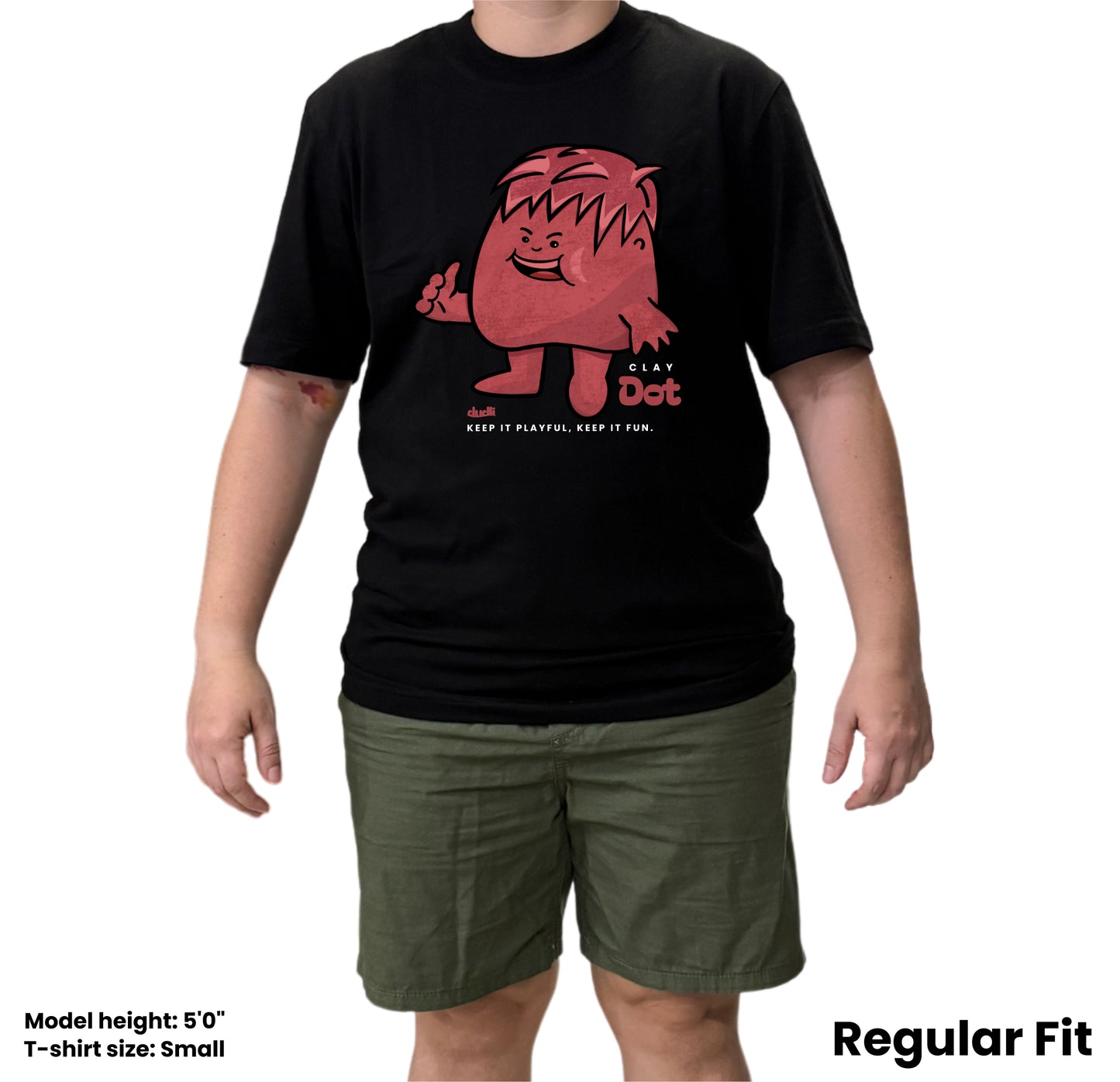 Dudli Playful Graphic Tshirts - Dot Lab Clay Dot - Black - regular_fit