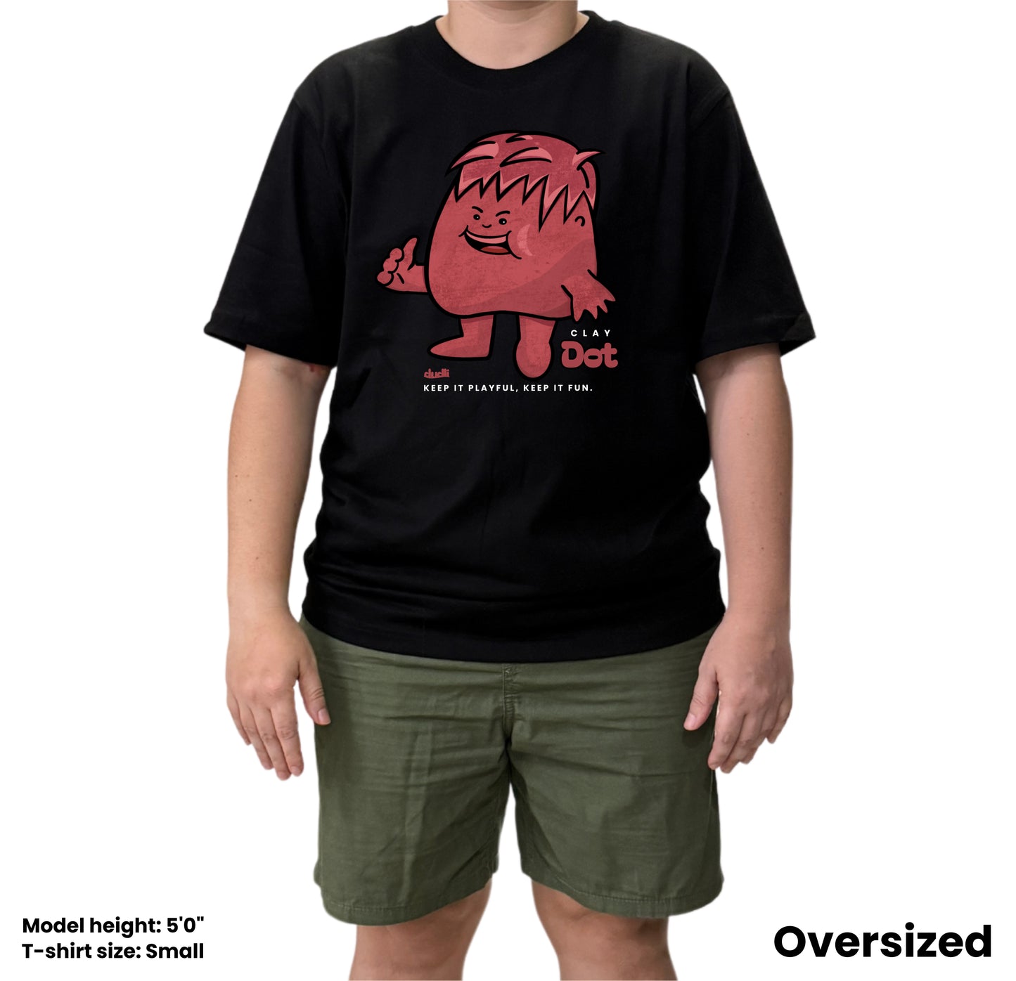Dudli Playful Graphic Tshirts - Dot Lab Clay Dot - Black - oversized_fit