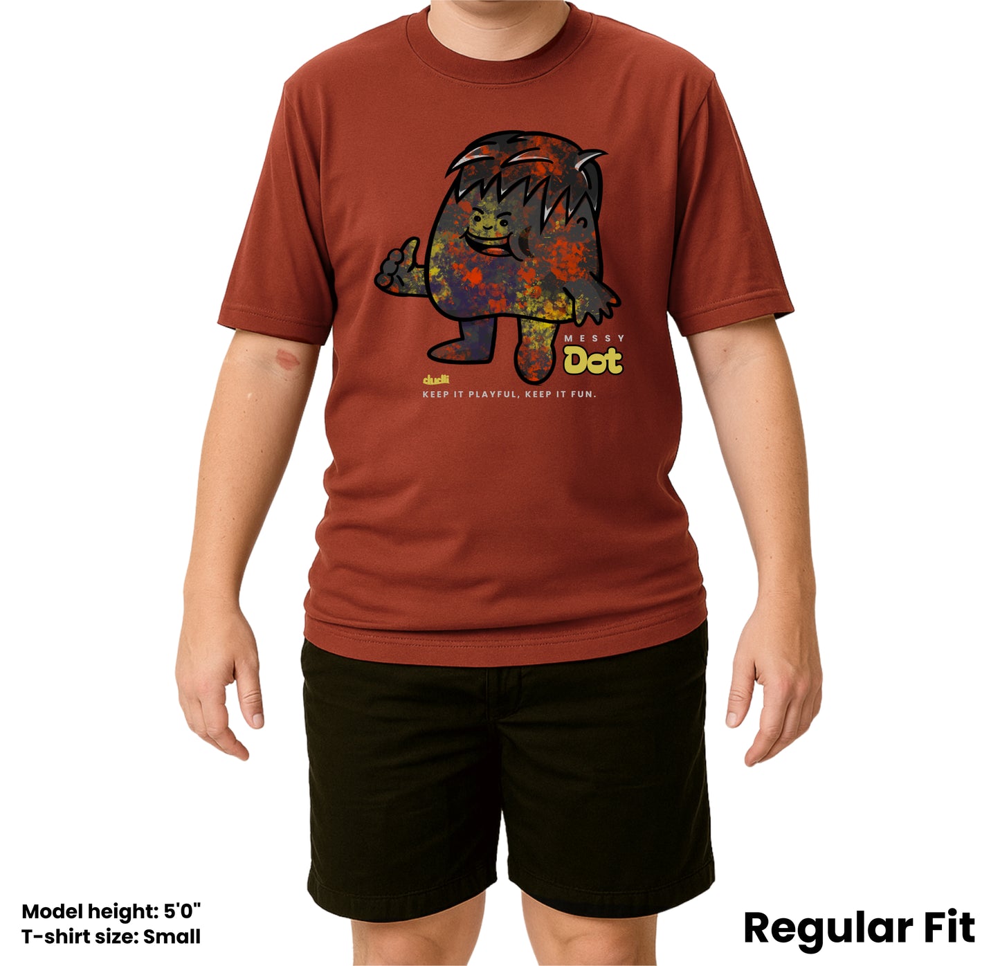 Dudli Playful Graphic Tshirts - Dot Lab Messy Dot - Brick - regular_fit