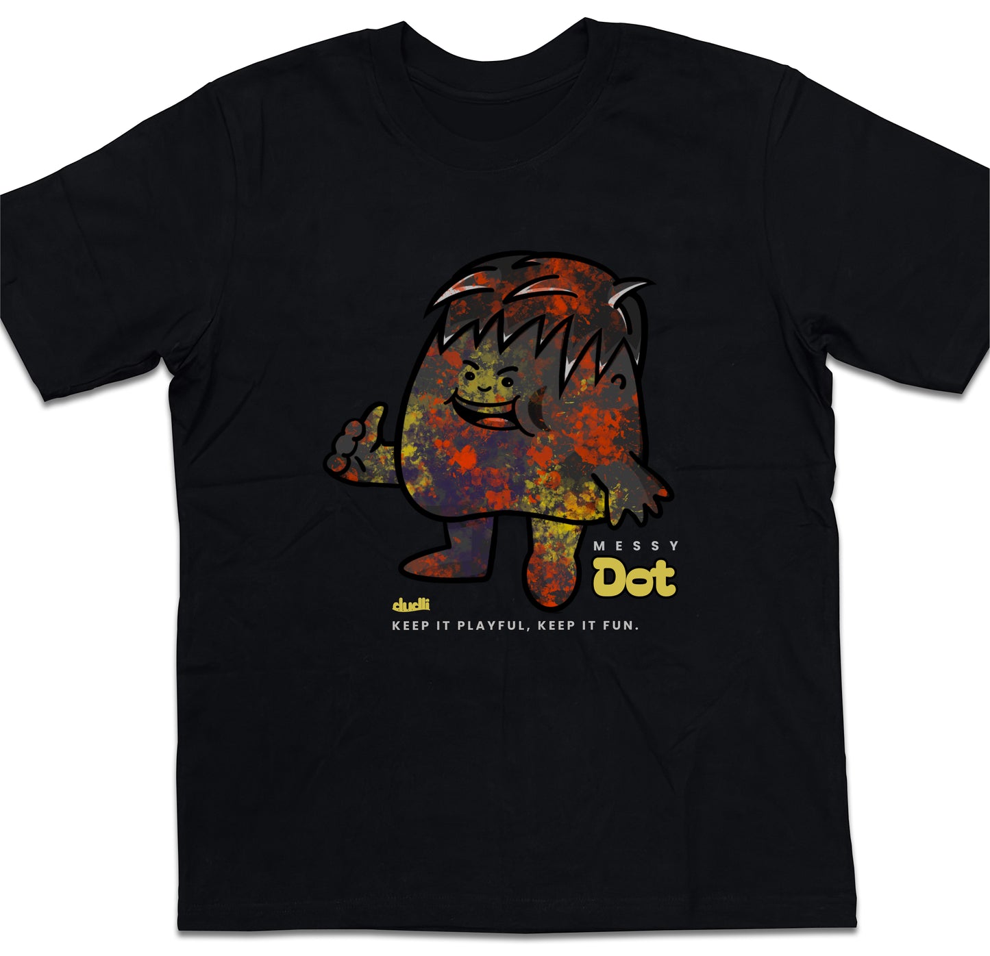 Dudli Playful Graphic Tshirts - Dot Lab Messy Dot - Black - oversized_fit