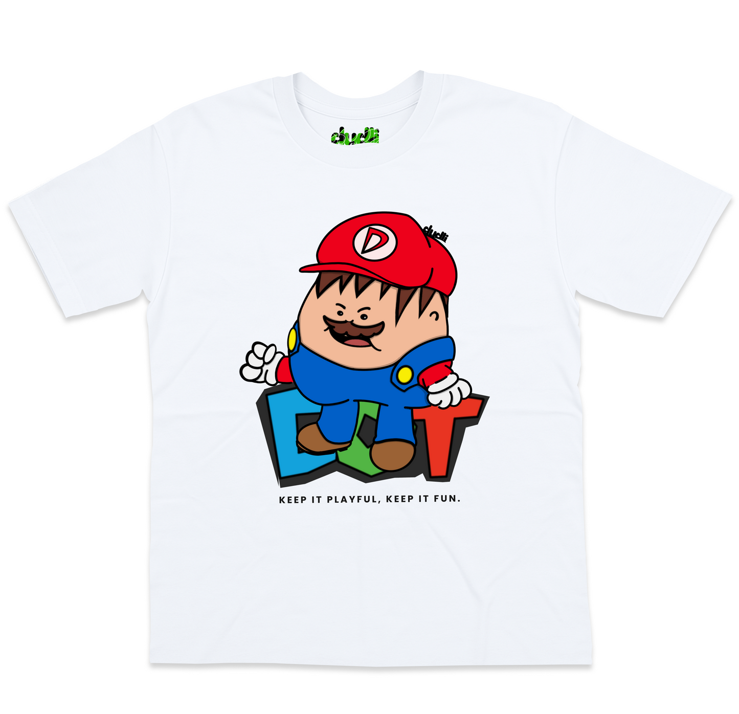 Dudli Playful Graphic T-shirts - Super Dot - White - oversized_fit