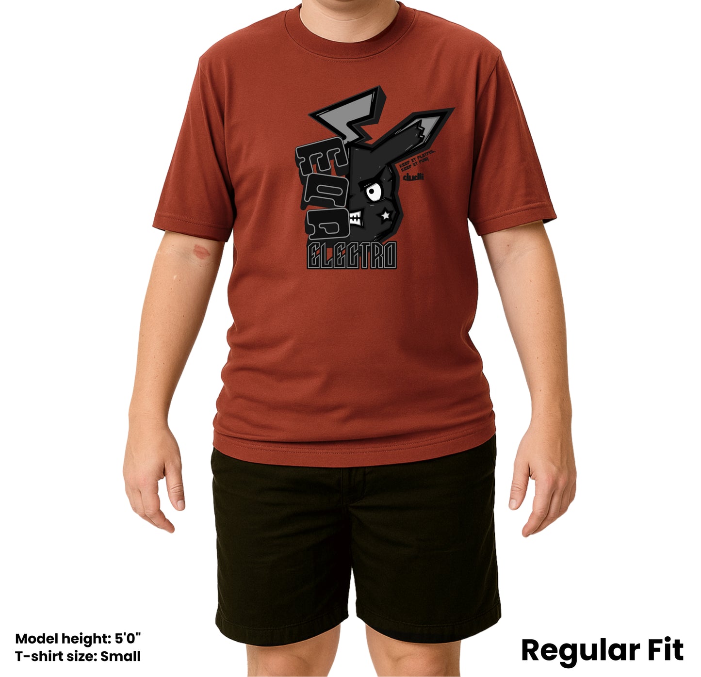 Dudli Playful Graphic Tshirts - Mad Electro - Drained | Brick - regular_fit