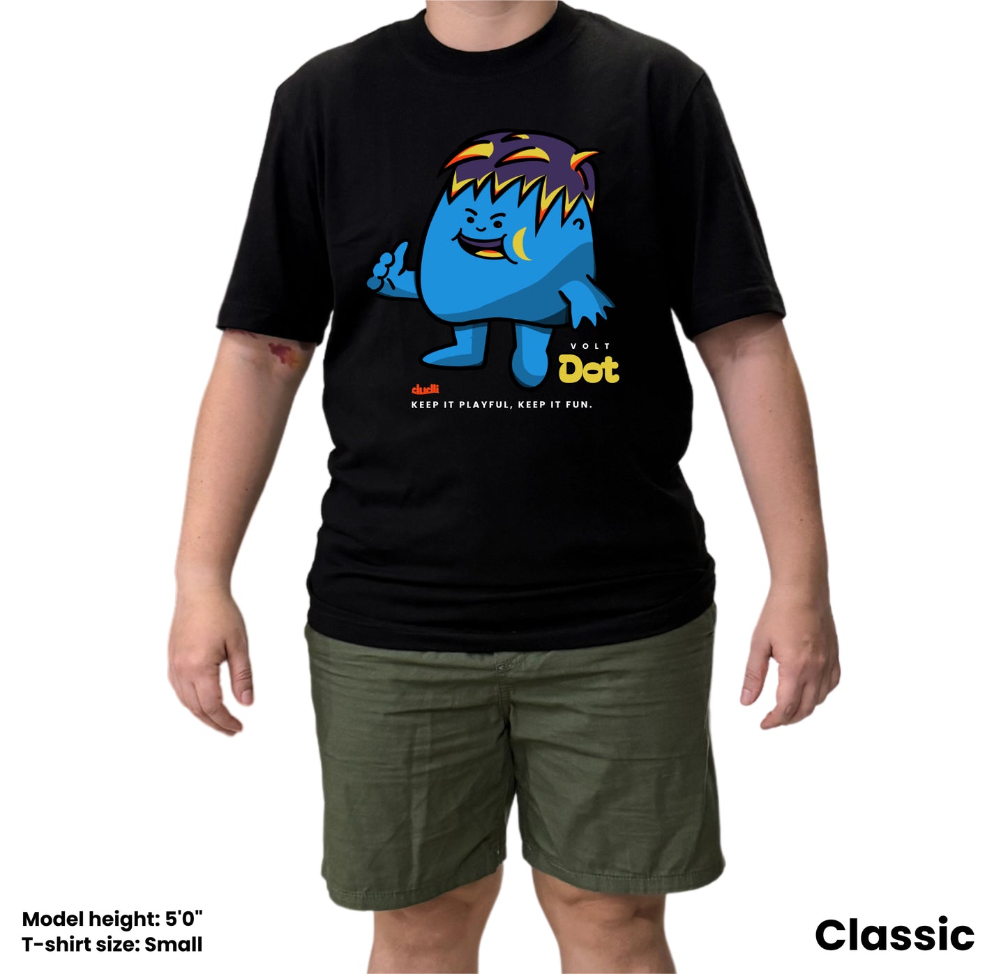 Dudli Playful Graphic Tshirts - Dot Lab Volt Dot - Black - regular_fit