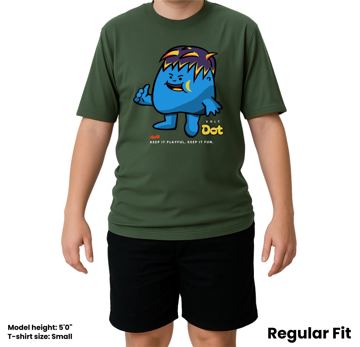Dudli Playful Graphic Tshirts - Dot Lab Volt Dot - Moss - regular_fit