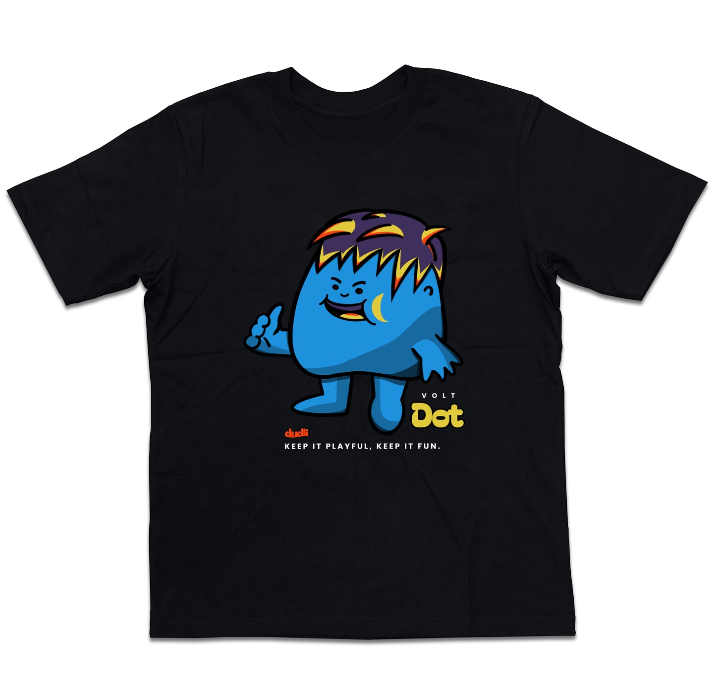 Dudli Playful Graphic Tshirts - Dot Lab Volt Dot - Black - oversized_fit