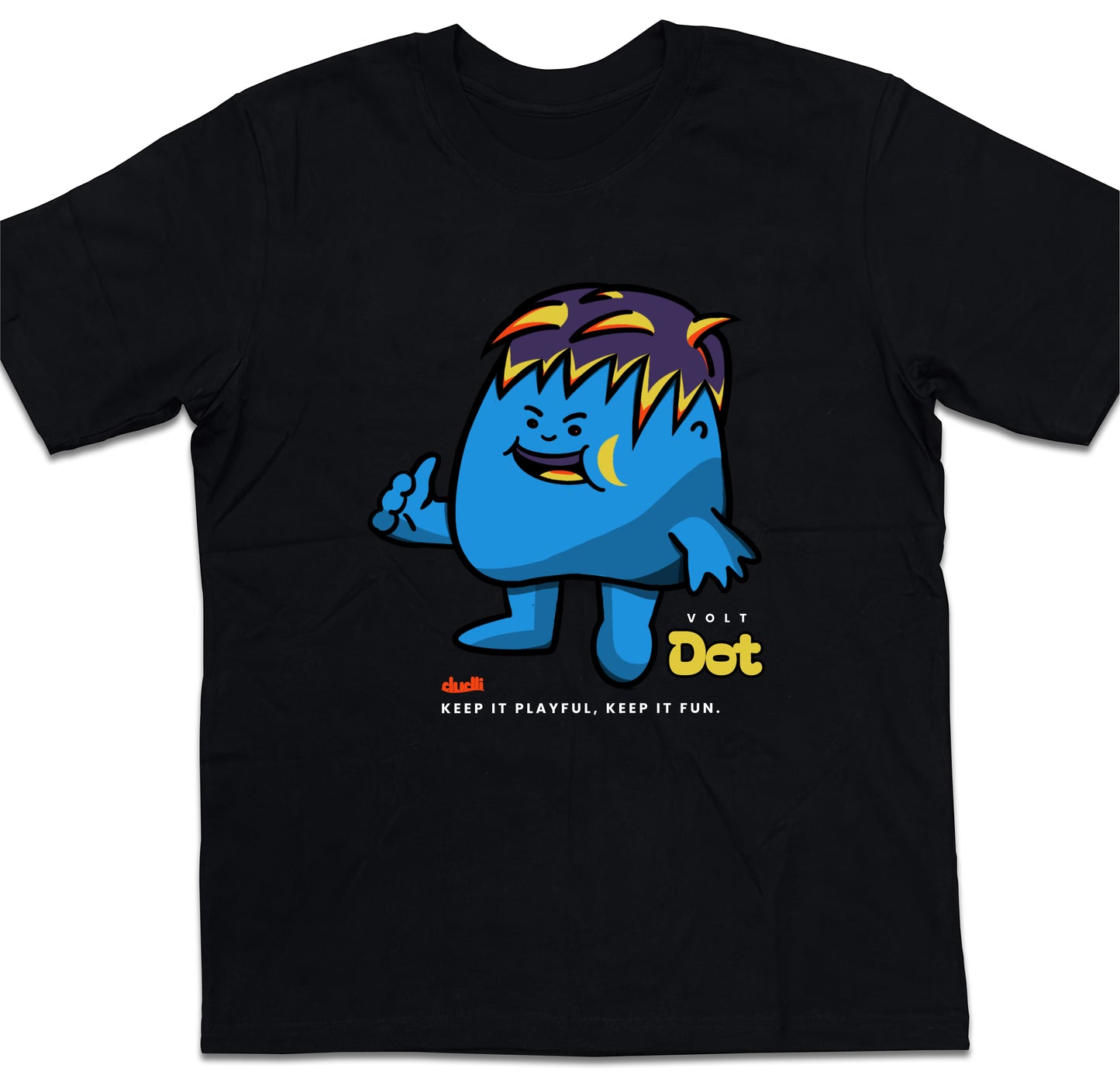 Dudli Playful Graphic Tshirts - Dot Lab Volt Dot - Black - oversized_fit