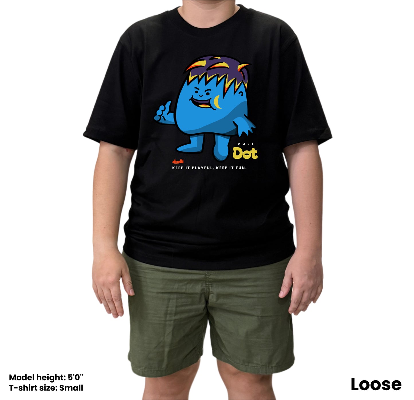 Dudli Playful Graphic Tshirts - Dot Lab Volt Dot - Black - oversized_fit