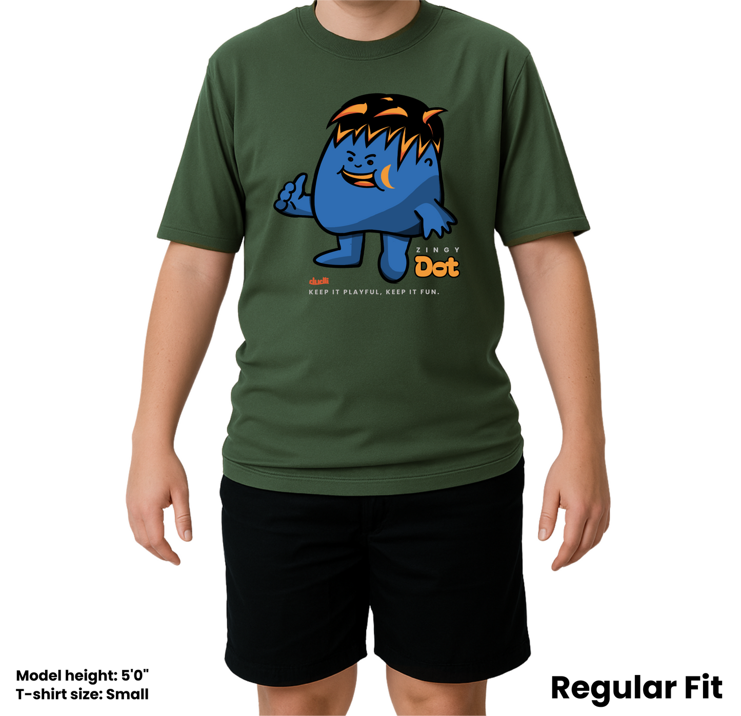 Dudli Playful Graphic Tshirts - Dot Lab Zingy Dot - Moss - regular_fit