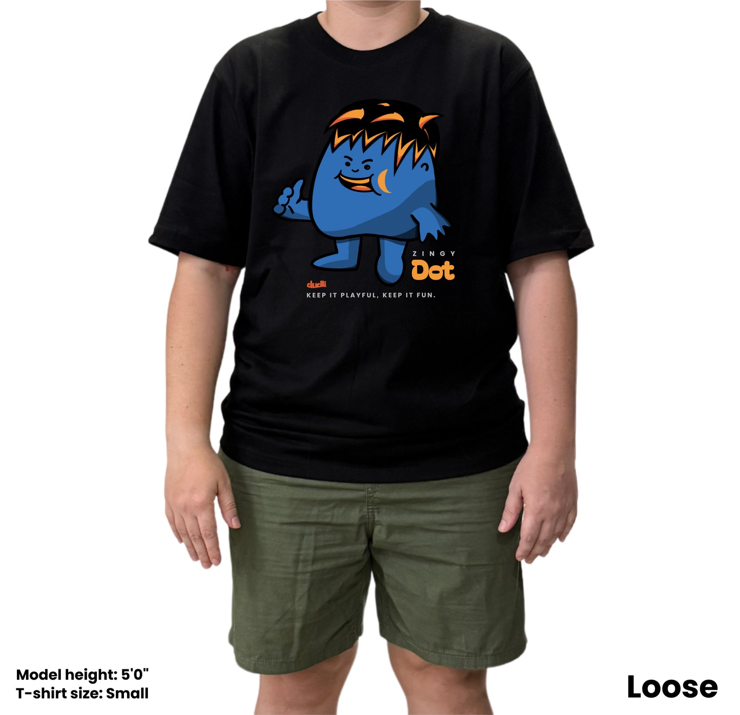 Dudli Playful Graphic Tshirts - Dot Lab Zingy Dot - Black - oversized_fit