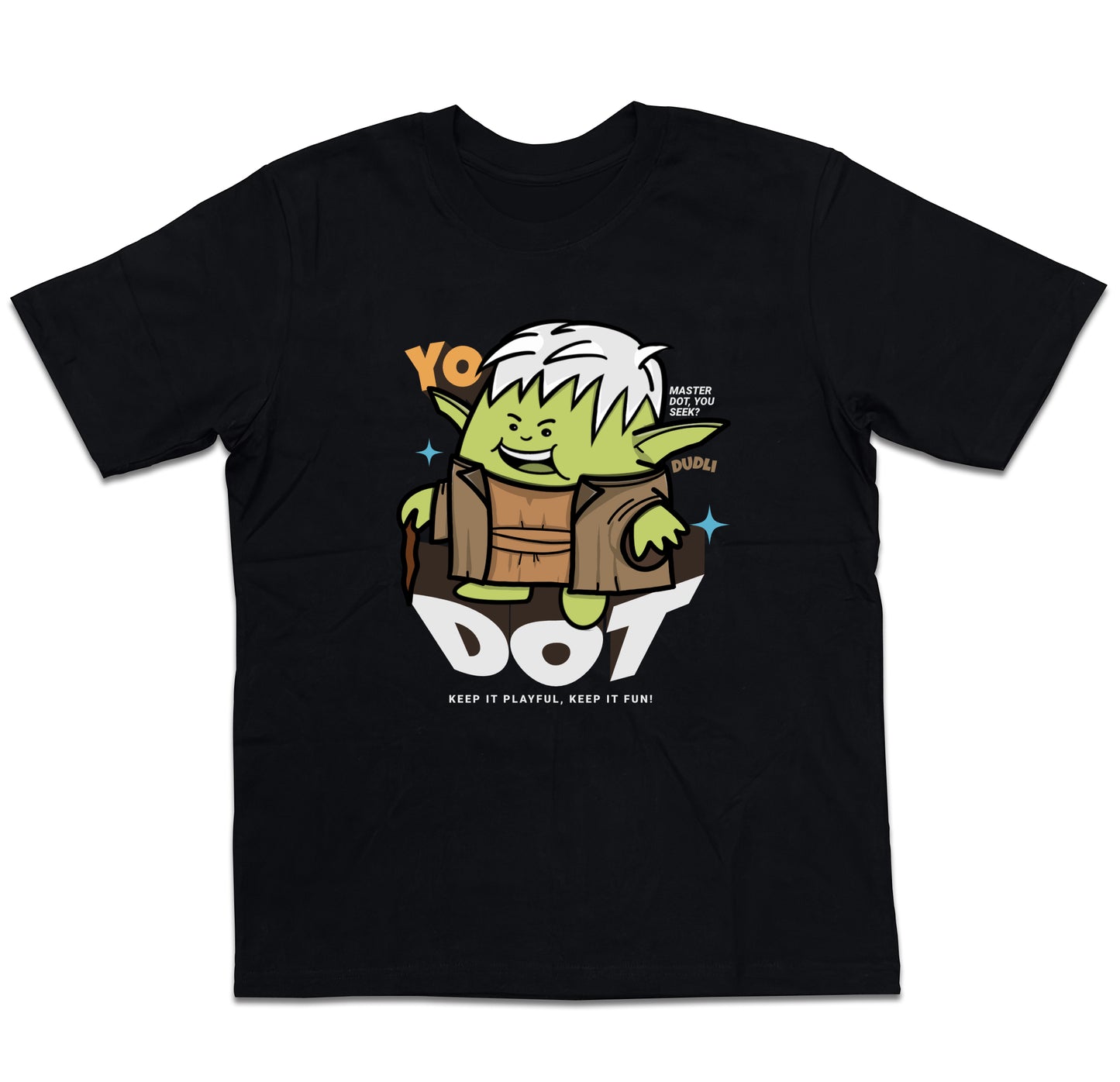 Dudli Graphic Tees - YoDot - Black - oversized_fit