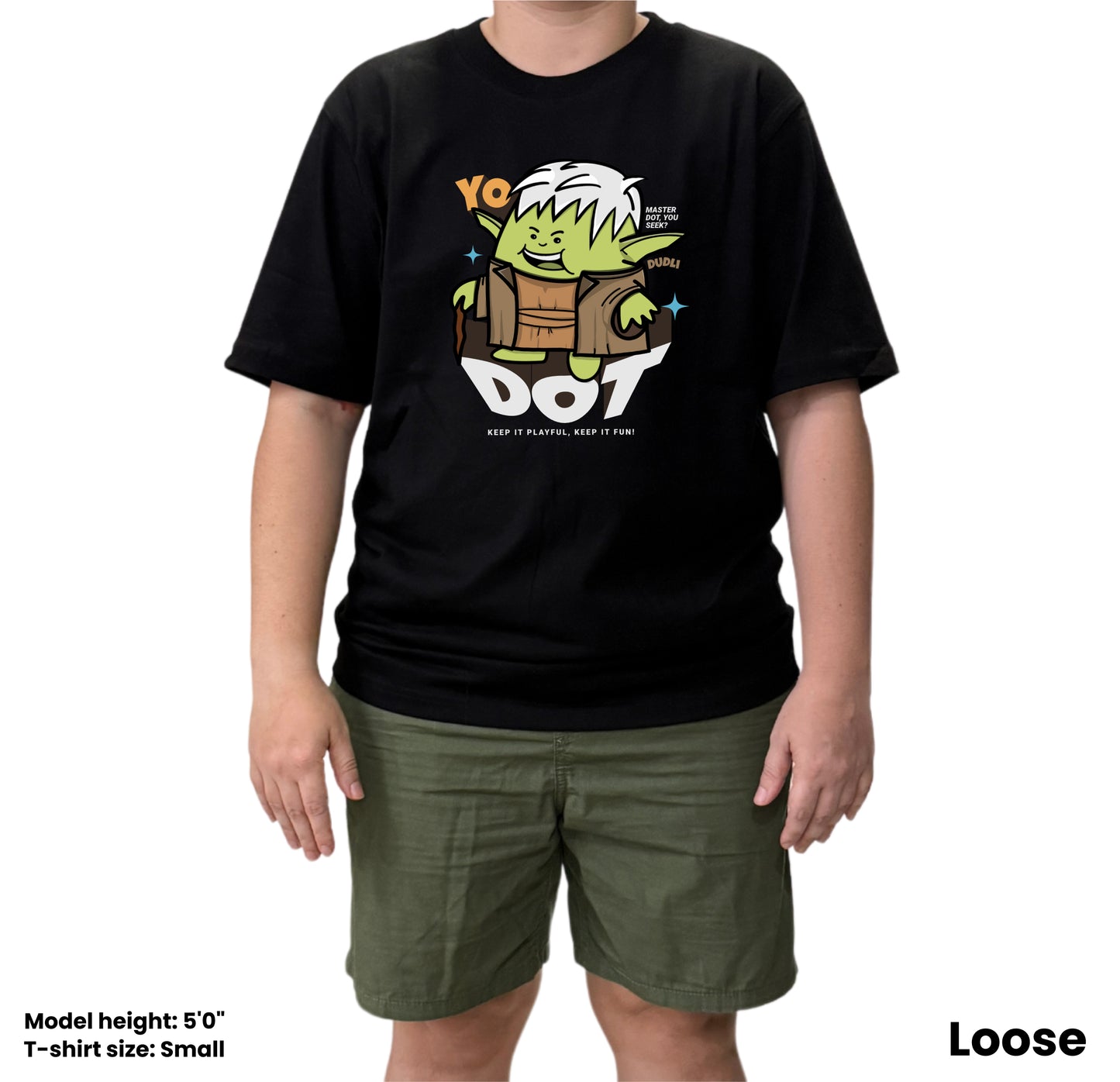 Dudli Graphic Tees - YoDot - Black - oversized_fit