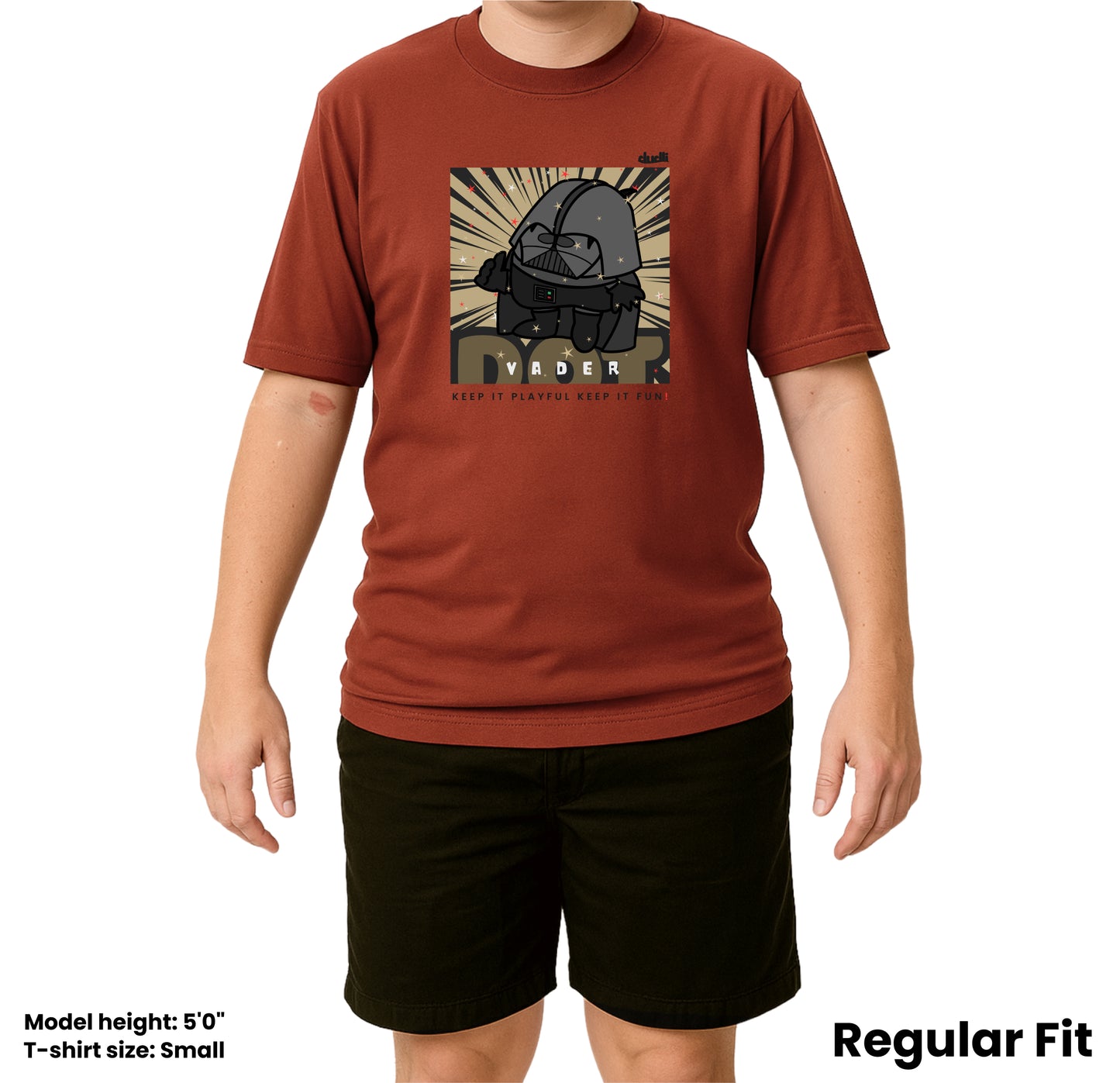 Dudli Playful Graphic Tshirts Dot Vader - Brick - regular_fit