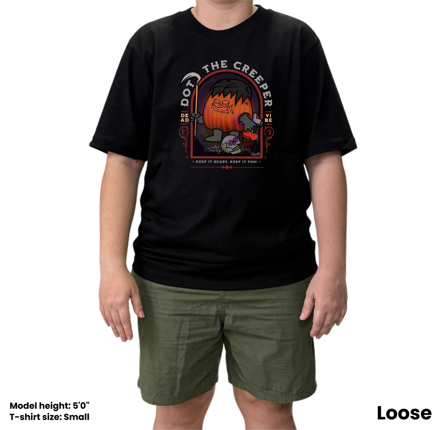 Dudli Graphic Tees - Dot the Creeper - Black - oversized_fit