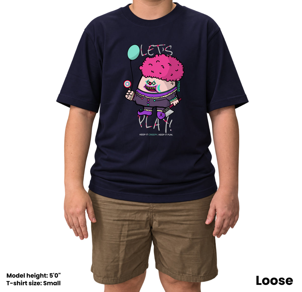 Dudli Graphic Tees Let's Play - Navy - oversized_fit