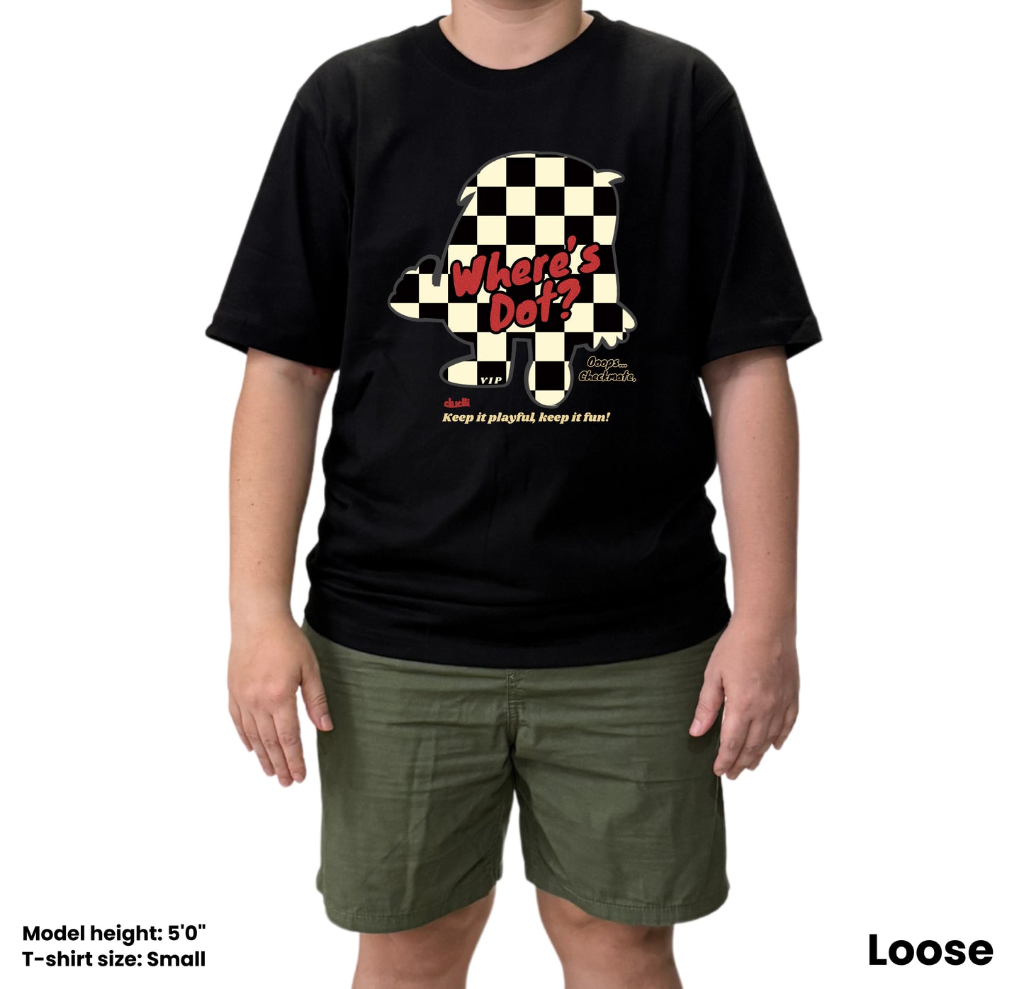 Dudli Graphic Tees - Where's Dot - Checkered - oversized_fit