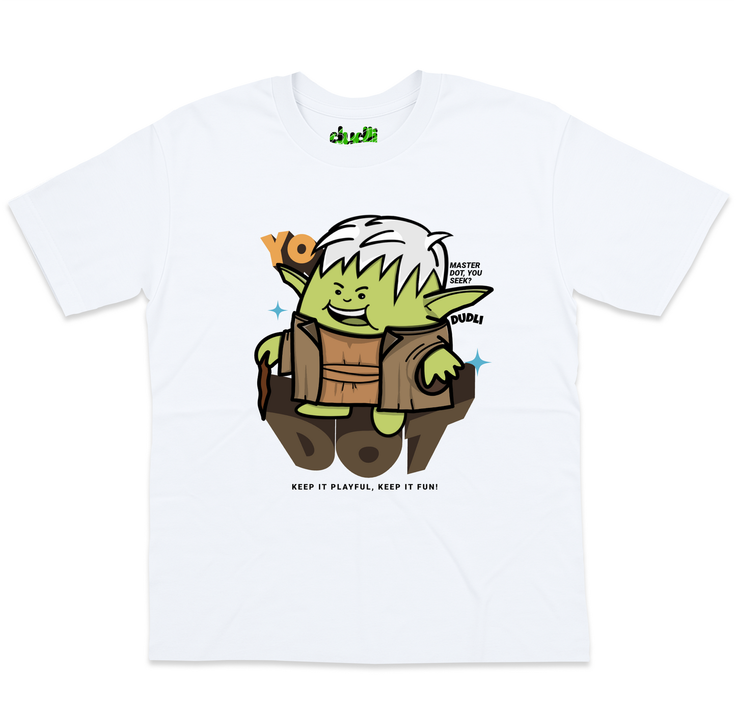 Dudli Graphic Tees YoDot - White - oversized_fit
