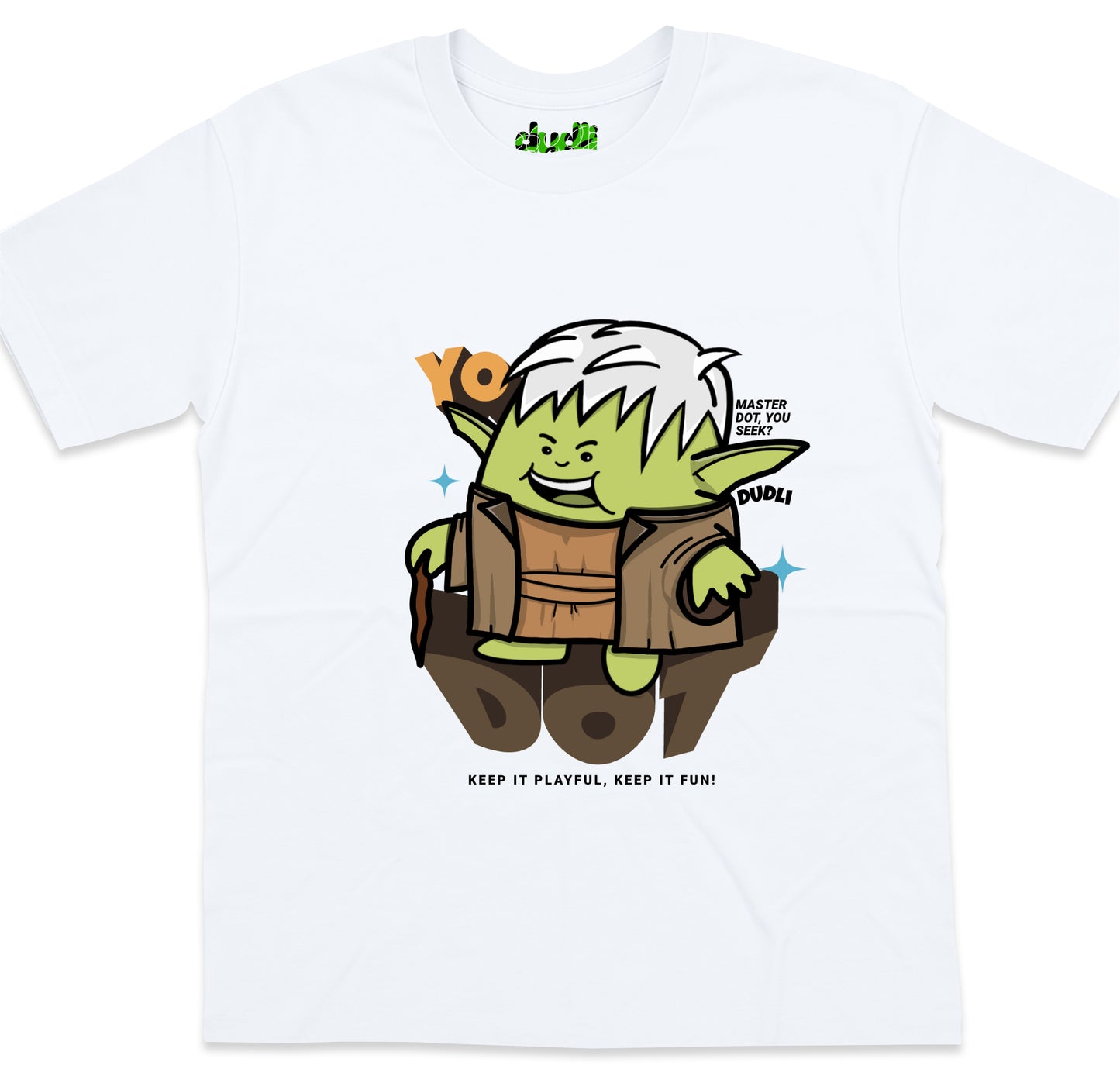 Dudli Graphic Tees YoDot - White - oversized_fit