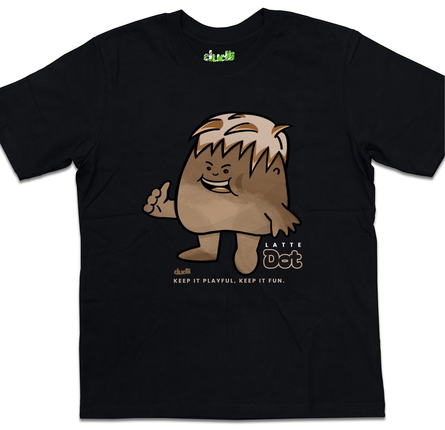 Dudli Playful Graphic Tshirts - Dot Lab Latte Dot - oversized_fit