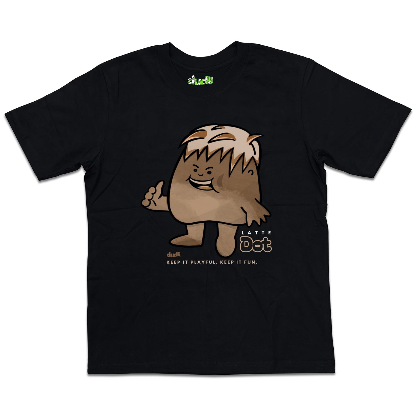 Dudli Playful Graphic Tshirts - Dot Lab Latte Dot - oversized_fit