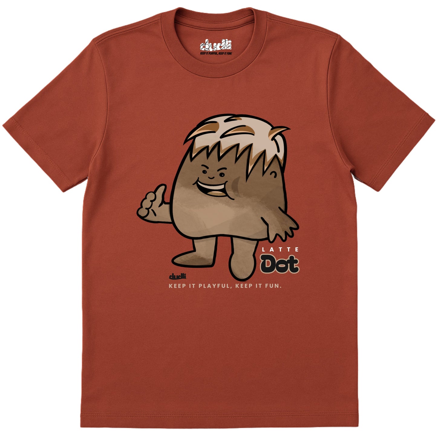 Dudli Playful Graphic Tshirts - Dot Lab Latte Dot - Brick - regular_fit