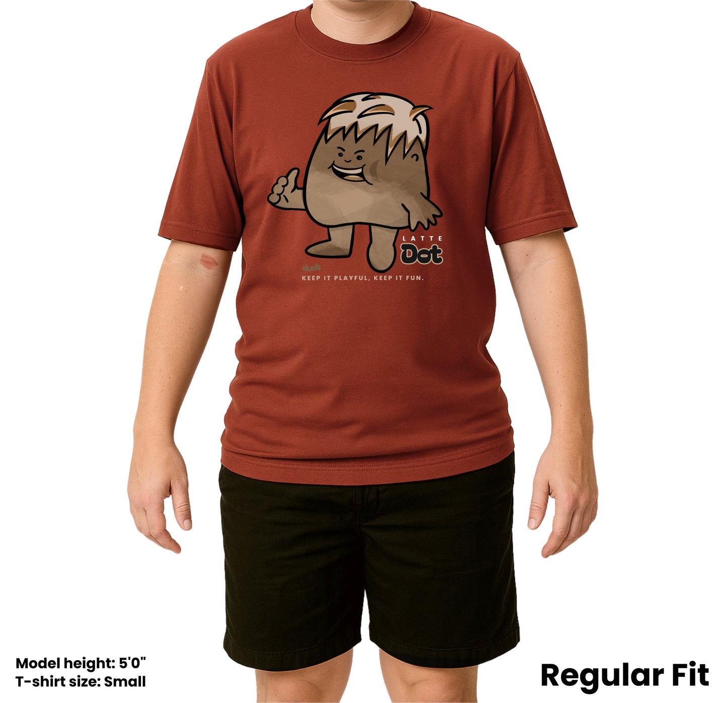 Dudli Playful Graphic Tshirts - Dot Lab Latte Dot - Brick - regular_fit