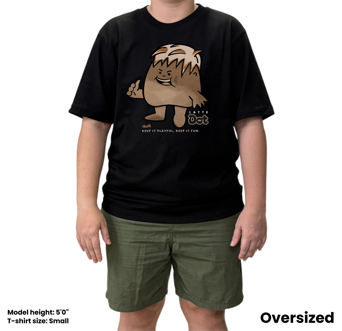 Dudli Playful Graphic Tshirts - Dot Lab Latte Dot - oversized_fit