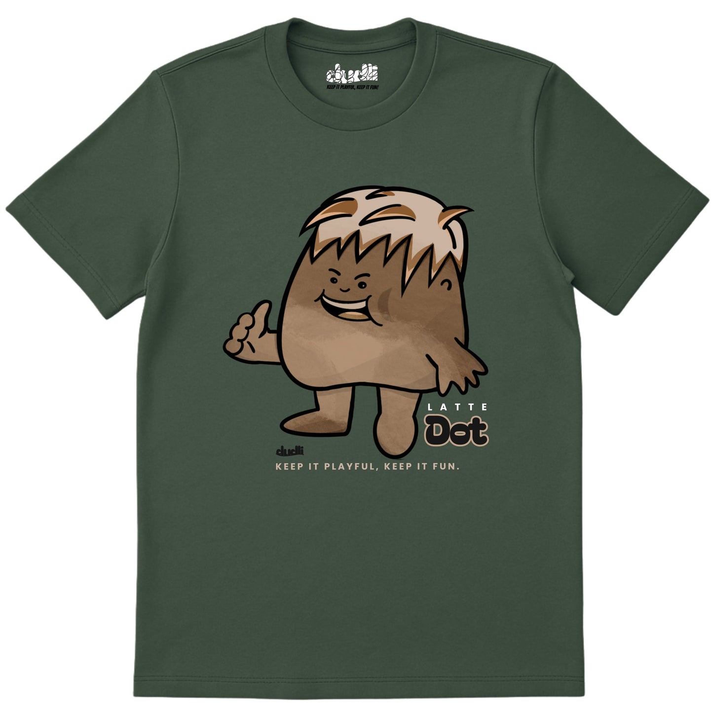 Dudli Playful Graphic Tshirts - Dot Lab Latte Dot - Moss - regular_fit