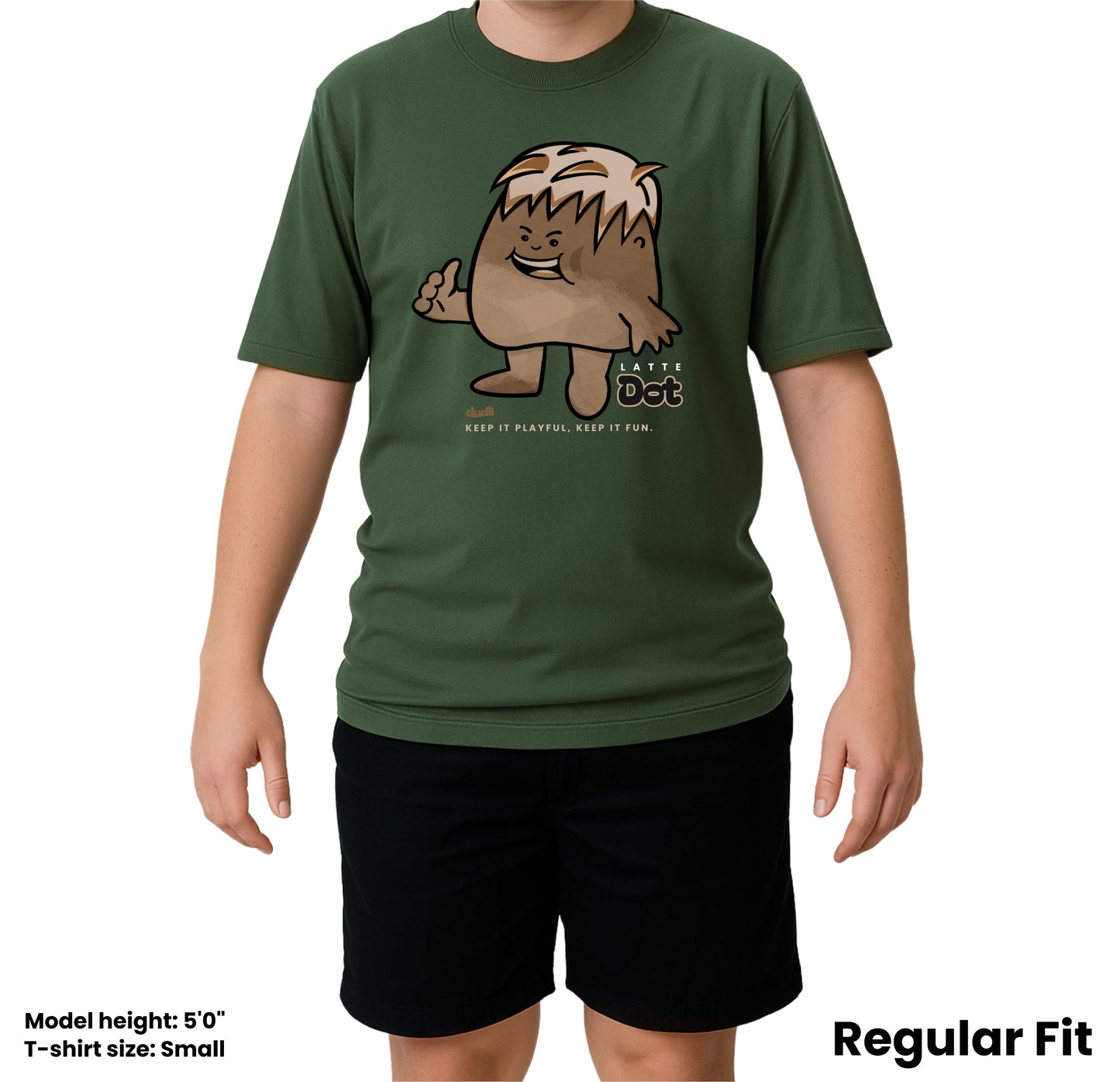 Dudli Playful Graphic Tshirts - Dot Lab Latte Dot - Moss - regular_fit