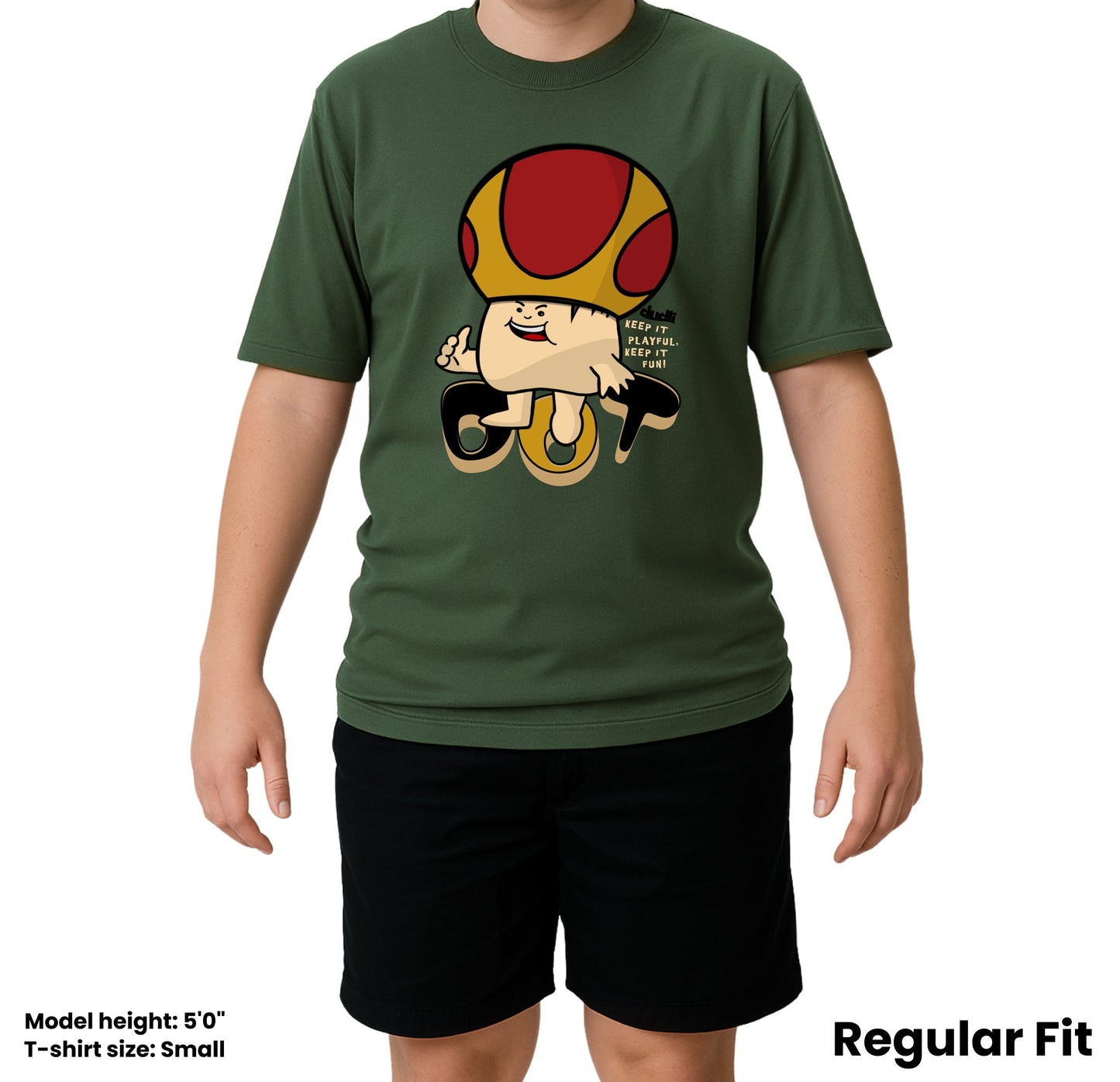 Dudli Playful Graphic Tshirts - Dot Lab Mush Dot - Jump | Moss - regular_fit