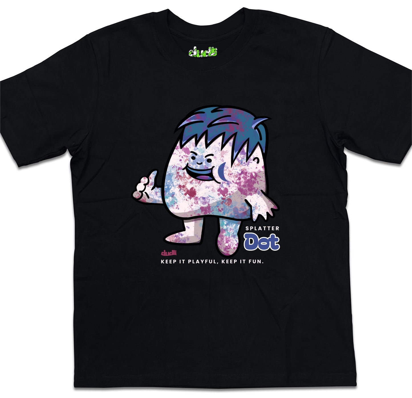 Dudli Playful Graphic Tshirts - Dot Lab Splatter Dot - Black - oversized_fit