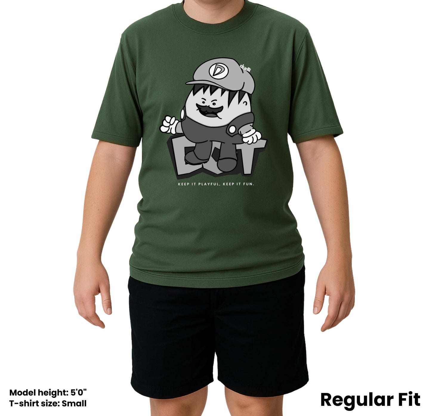 Dudli Playful Graphic Tshirts - Super Dot - Snow Screen | Moss - regular_fit