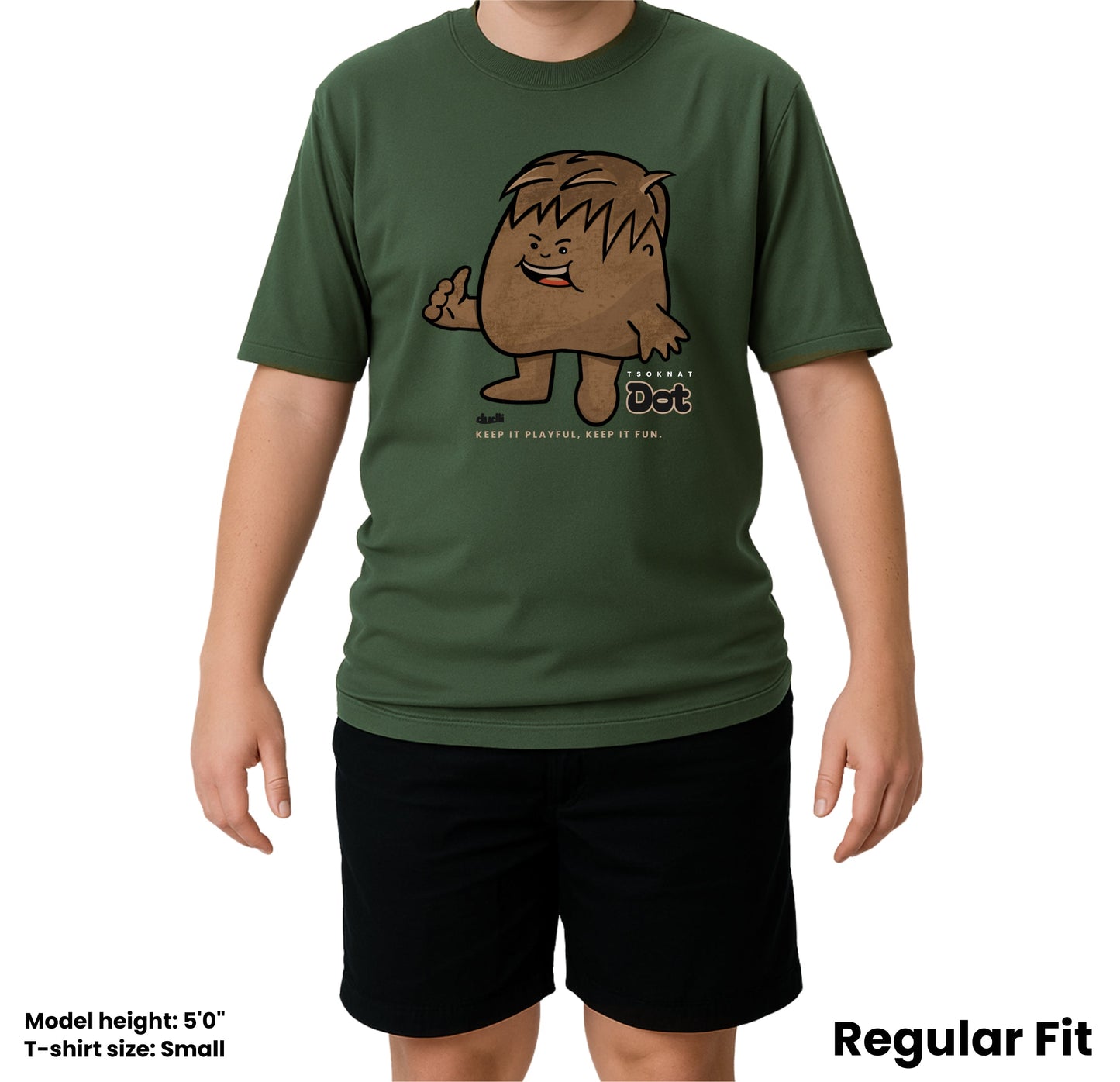 Dudli Playful Graphic Tshirts - Dot Lab Tsoknat Dot - Moss - regular_fit