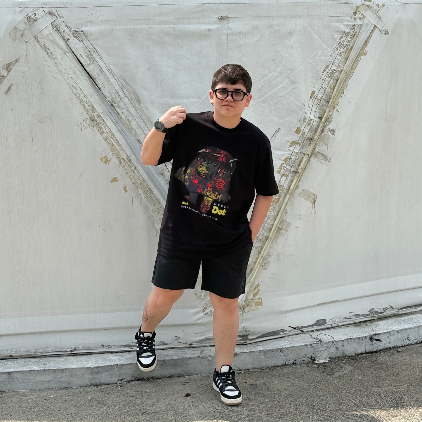 Dudli Playful Graphic Tshirts - Dot Lab Messy Dot - Black - regular_fit