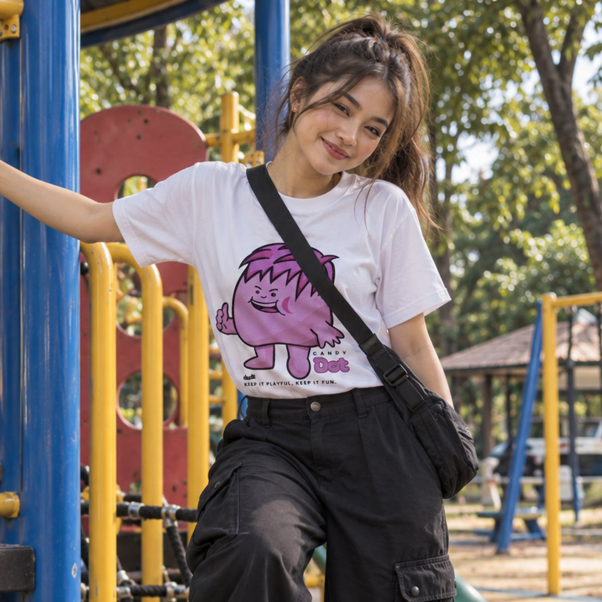 Dudli Graphic Tees - Candy Dot (Dot Lab) - White - oversized_fit