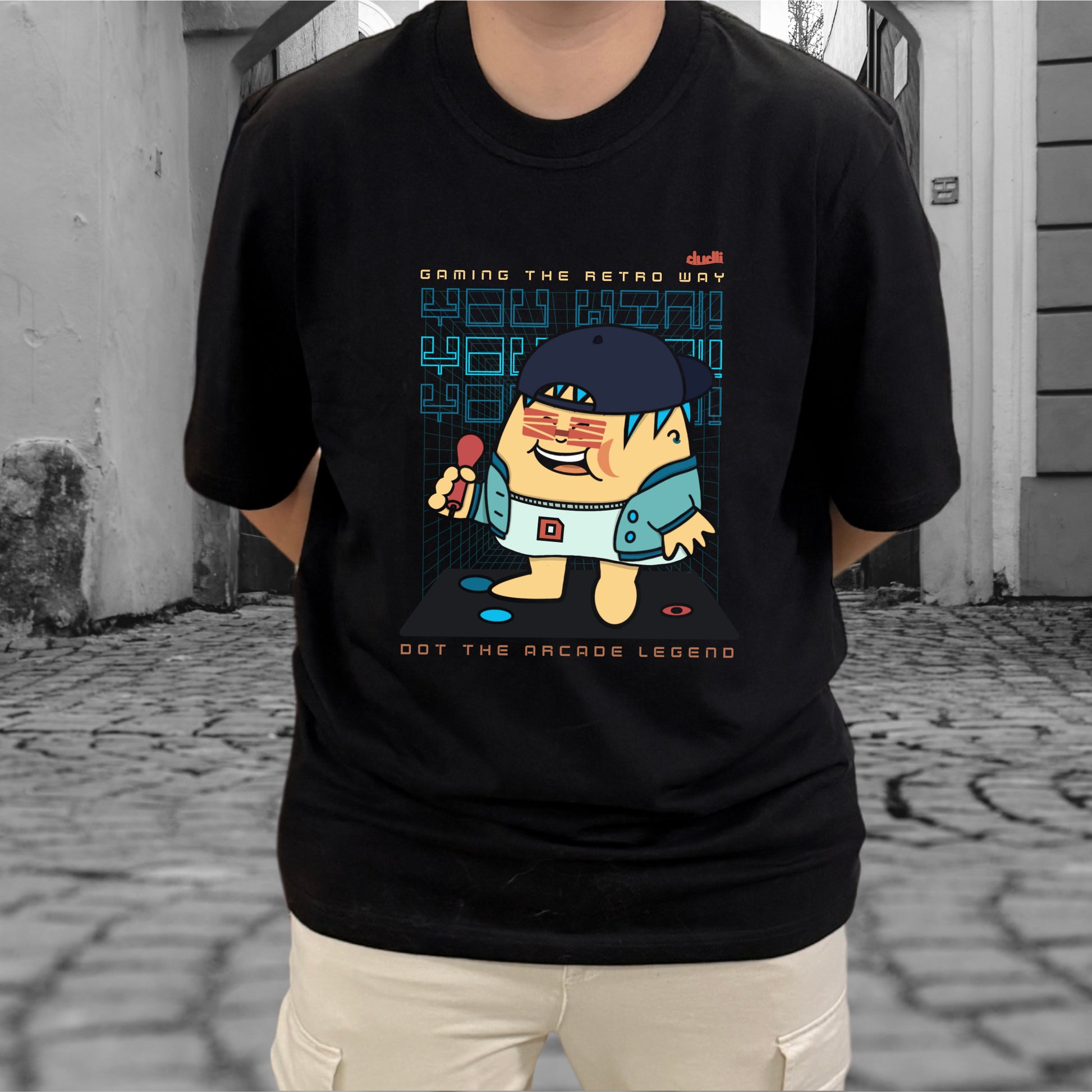 Dudli Playful Graphic Tshirts - Arcade Legend - Neon Clash - regular_fit - oversized_fit