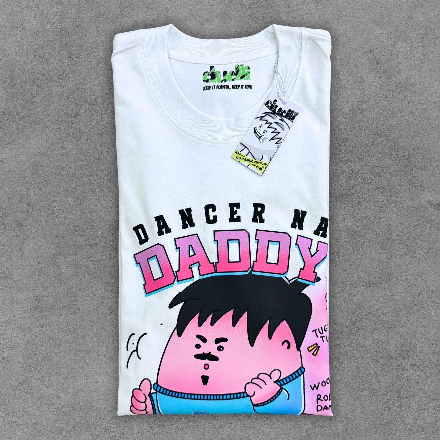 Dudli Playful Graphic Tees - Dancer Dad - Badass Dads ONLY - white - oversized_fit