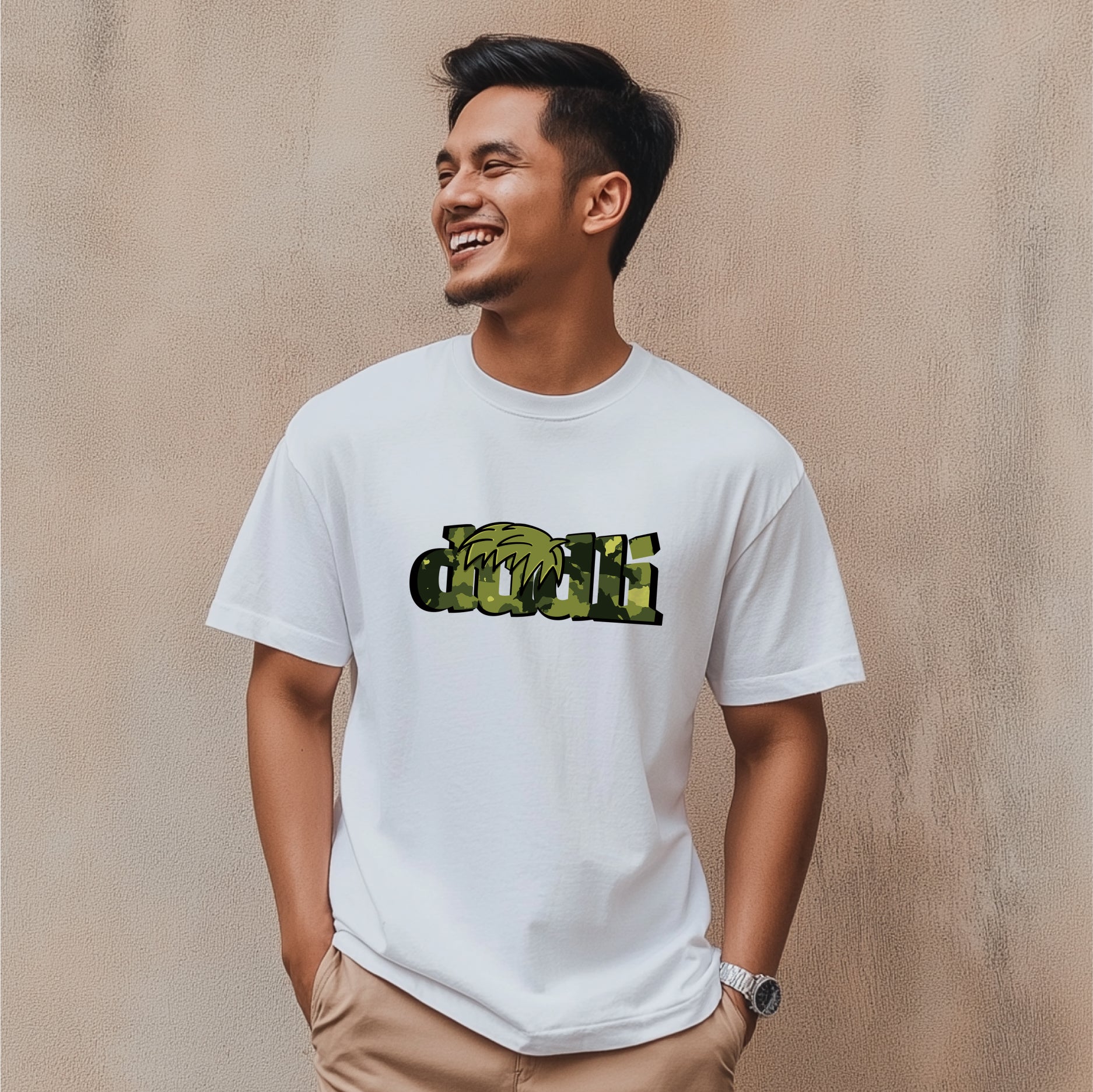 Dudli Playful Graphic Tshirts - Dudlify - DUDLI Camo - Moss - White - oversized_fit