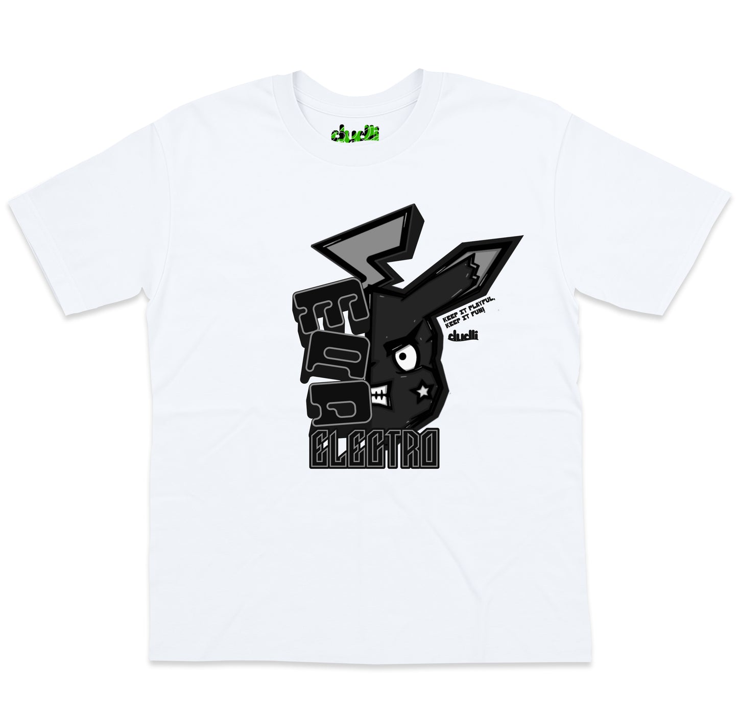 Dudli Playful Graphic Tshirts - Mad Electro - Drained | White - oversized_fit