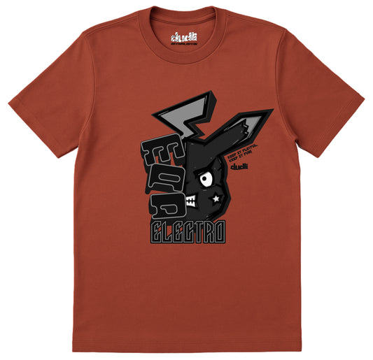 Dudli Playful Graphic Tshirts - Mad Electro - Drained | Brick - regular_fit