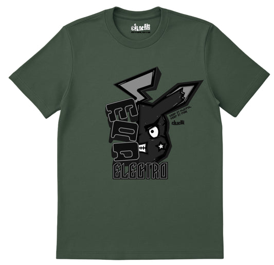 Dudli Playful Graphic Tshirts - Mad Electro - Drained | Moss - regular_fit