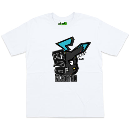 Dudli Playful Graphic Tshirts - Mad Electro - Zap | White - oversized_fit