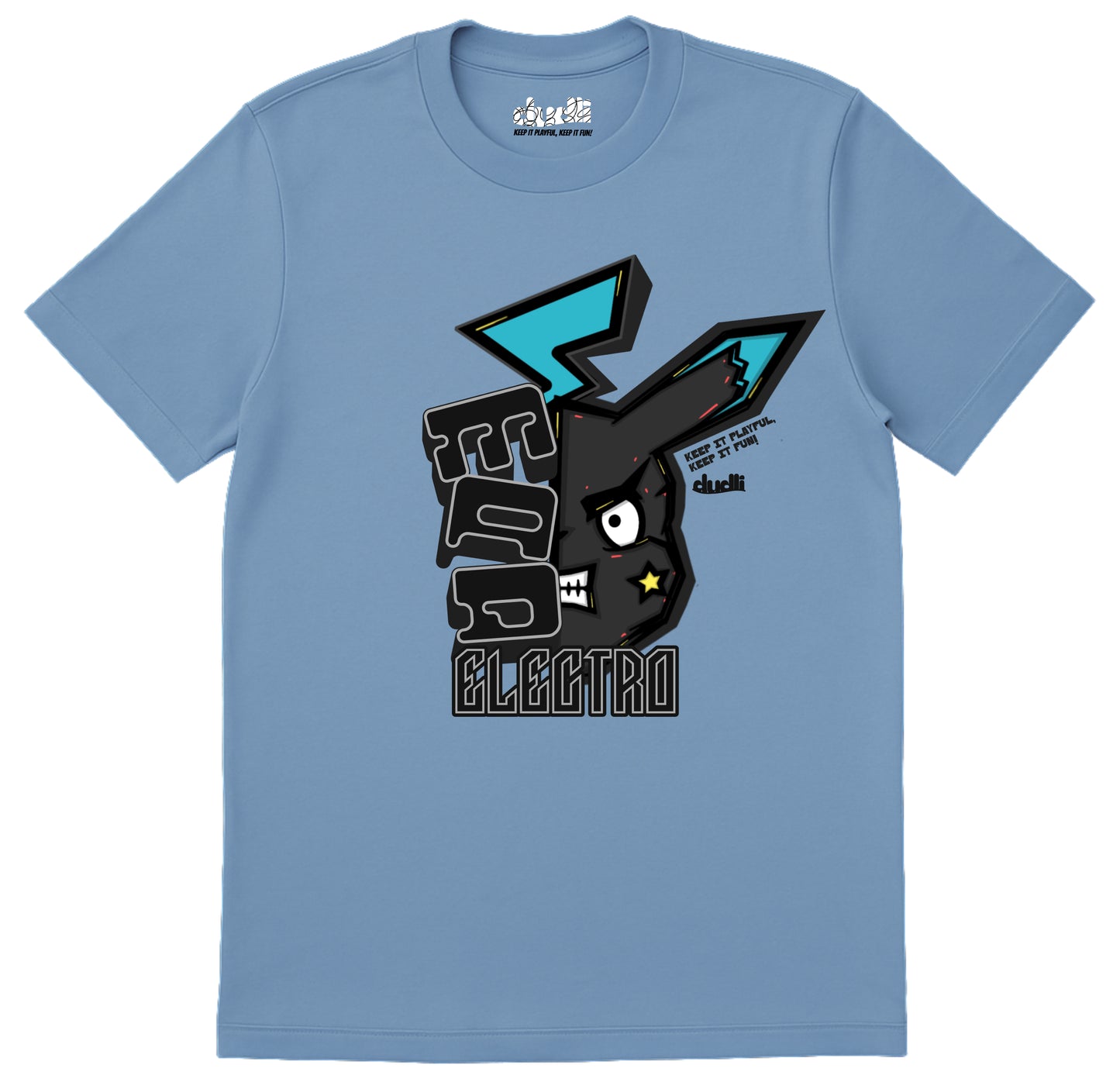 Dudli Playful Graphic Tshirts - Mad Electro - Zap | Sky - regular_fit