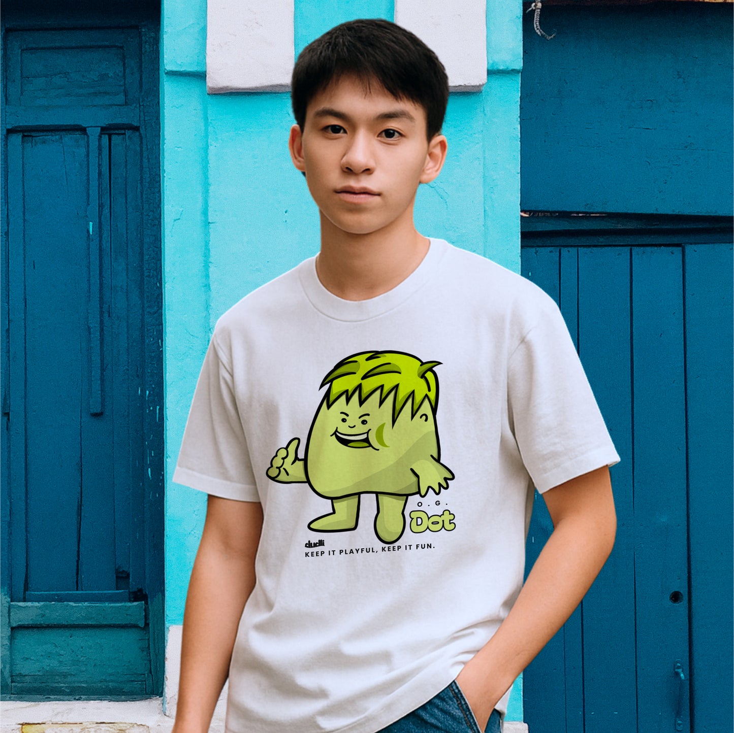 Dudli Graphic Tees - OG Dot (Dot Lab) - White - oversized_fit