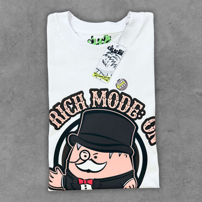 Dudli Graphic Tees - Rich Mode: ON - White oversized_fit